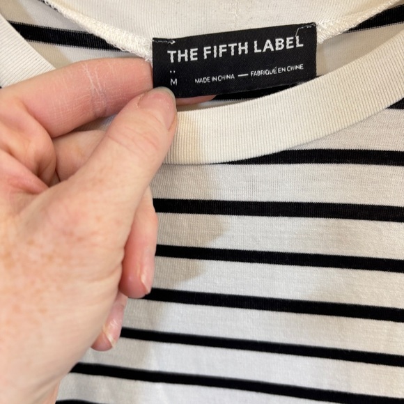 The Fifth Label Black and White Sheath Dress Long Sleeve Crew Neck - Picture 3 of 4